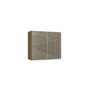 Armário Aéreo Kappesberg Suprema 2 Portas Freijó/Branco/Vidro Bronze 80cm x 34cm