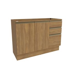 Balcão de Pia Celeste Kappesberg 100% MDF 2 Portas 3 Gavetas Nogueira 120cm