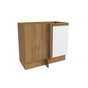 Balcão de Canto Reto Celeste Kappesberg 100% MDF 1 Porta Nogueira/Branco 98cm