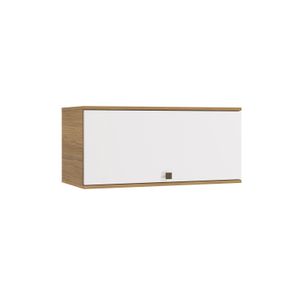 Armário Aéreo Celeste Kappesberg 100% MDF 1 Porta Basculante Nogueira/Branco 80cm