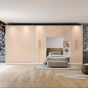 Quarto Modulado Kappesberg Adapt Branco/Macadâmia 6 Peças 450cm