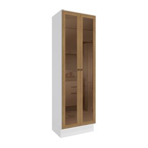 Cristaleira Celeste Kappesberg 100% MDF 2 Portas 1 Gaveta Branco/Nogueira 72cm