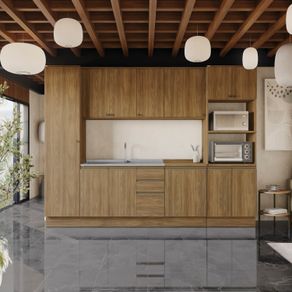 Cozinha Modulada Celeste Kappesberg 100% MDF Nogueira 300cm