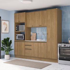 Cozinha Compacta Celeste Kappesberg 100% MDF Nogueira 240cm