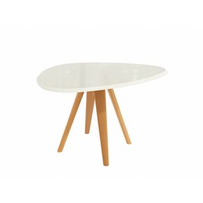 Mesa de Jantar Kappesberg em Madeira Maciça com Tampo de Vidro Off White 135cm